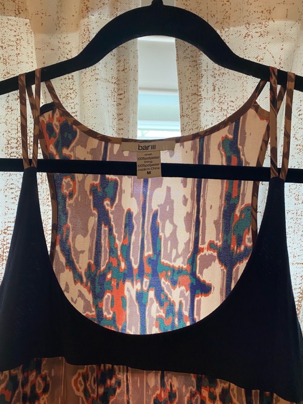 Bar III navy Yoke Brown Patterned Maxi Dress - Picture 2 of 4